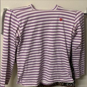 Purple and White Comme Des Garçon shirt.